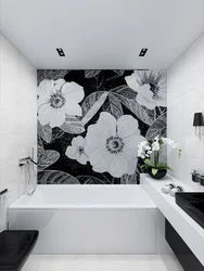 Bathroom interior white with flowers