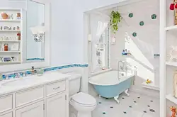 Bathroom interior white with flowers