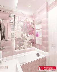 Интерьер ванной белый с цветами