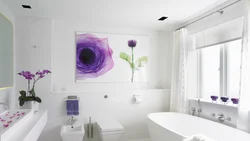 Bathroom Interior White With Flowers