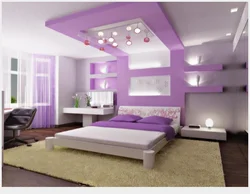 Bedroom design with flowers on the ceiling