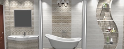 Birch ceramic tiles in the bathroom interior photo