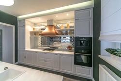 Kitchen design with built-in refrigerator and oven