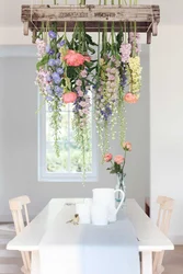 Kitchen design with flower on the wall