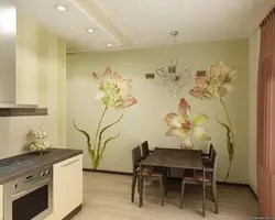 Kitchen design with flower on the wall