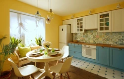 Kitchen design with flower on the wall