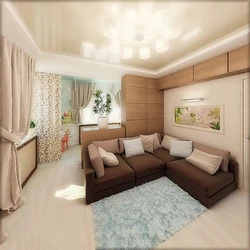 Rectangular living room with bed design