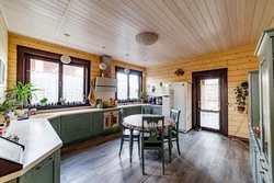 What color to paint the kitchen in a wooden house photo