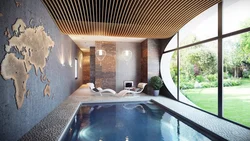 Swimming pool in the living room in the interior