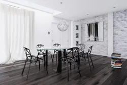 Gray Floor In The Interior Of The Kitchen Living Room