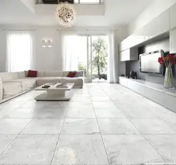Gray floor in the interior of the kitchen living room