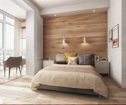 Bedroom design wood and wallpaper