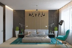 Bedroom design wood and wallpaper