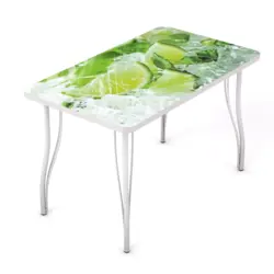 Photo of glass tables for the kitchen with a pattern