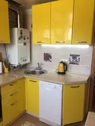 Kitchen design with corner sink and geyser