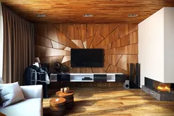 Living room interior in wood style