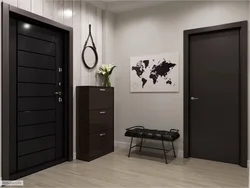 Dark doors in the hallway interior photo