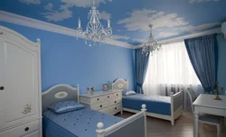 Голубой Потолок Спальня Фото
