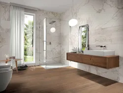 Bathroom Design Marble And Wood Tiles