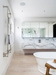 Bathroom Design Marble And Wood Tiles