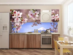 Kitchen design with flowers on the facade