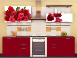 Kitchen design with flowers on the facade