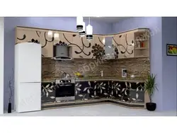 Kitchen design with flowers on the facade