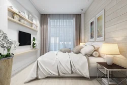 Дизайн спальни угловой комнаты с одним окном