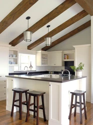 Kitchen with beam on the wall photo