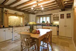 Kitchen with beam on the wall photo