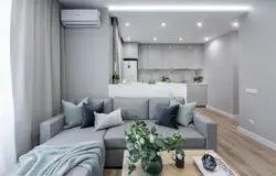 Apartment design 43 sq m with kitchen living room