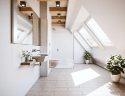 Bathroom design with a window in the attic