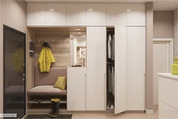 Hallway in a modern design style, bright with a wardrobe
