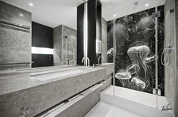 Bathroom with black panels photo