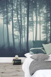 Туманны лес у інтэр'еры спальні