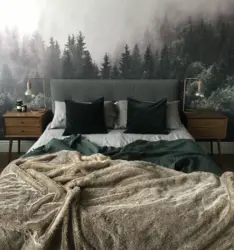 Foggy Forest In The Bedroom Interior