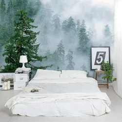 Foggy forest in the bedroom interior