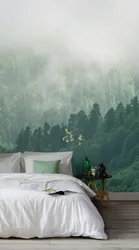 Туманны лес у інтэр'еры спальні