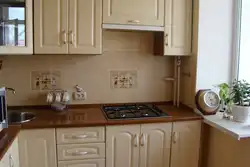 Kitchen interior with gas heater in Khrushchev and refrigerator