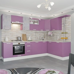Lilac pink kitchen interior