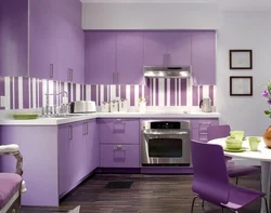 Lilac pink kitchen interior