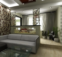 Walk-through living room with balcony design