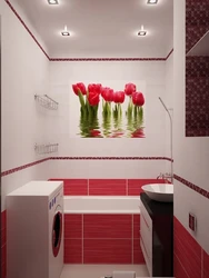Photo of bathroom and toilet with flowers