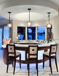 Interior of a round kitchen living room