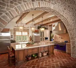 Brick kitchen in the house photo