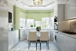 Kitchen With Bay Window Design In Two-Room Apartment
