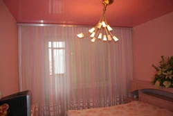 Photo of suspended ceilings in the bedroom with cornice