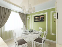 Pistachio Color In The Interior Of The Living Room And Kitchen