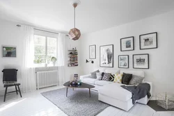 Photo of a living room with white walls