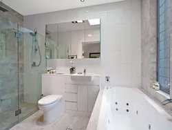 Shower and bathtub in the bathroom photo